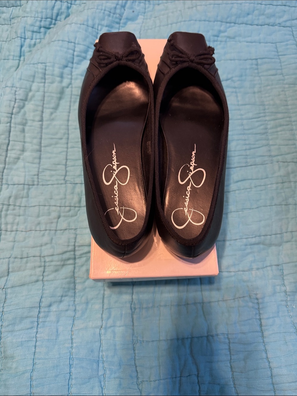 Jessica Simpson Black Bow-Accent Ballet Flats